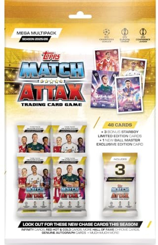 Topps UCC Match Attax 2025/26 - Mega Multipack - contains 48 Match Attax cards plus 3 random Star Boy LE's and a random Ball Master LE card.