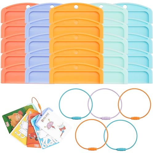 Card Holder for Yoto Cards, 20Pcs Reusable Card Holders with 5 Rings, Kids Travel Carrier for Efficient Card Storage & Organization, Yoto Player Accessories