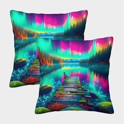 JLZBXCUER Jungle 3D-Druck Kissenhüllen Dekoration Quadrat Kissenbezüge 2 Stück Für Sofa Wohnzimmer Zierkissen Geschenk 50x50cm