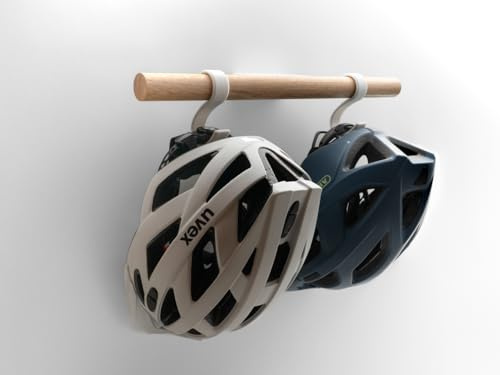 Fahrradhelm Wand Halter aus Eiche - Wandhalterung mit modernem Design - auch für Ski- und Reithelme