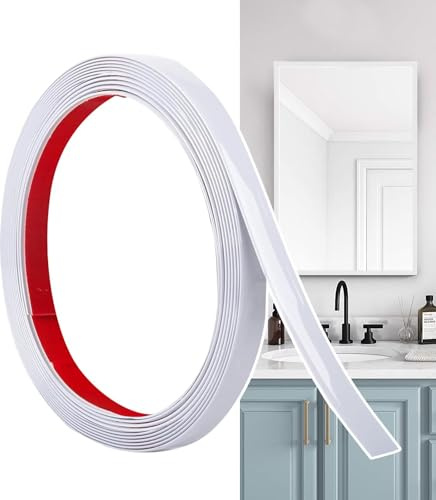 Hengrongshen Moulure Décorative Autoadhésive Blanc Mat (6M x 1.5cm) Peler et Coller, Bandes Murales en PVC Flexibles, idéales pour Mur, Miroir, Plafond, Sol, Armoire, Carrelage, Bords, Moulures DIY