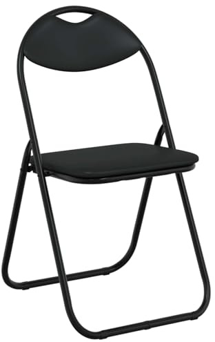vidaXL Klappstuhl 8 pcs Schwarz 48 x 43,5 x 81 cm Kunstleder, Kompakter, moderner, tragbarer Stuhl für Essbereich, Klassenzimmer, Wohnzimmer, leicht, langlebig und vielseitig