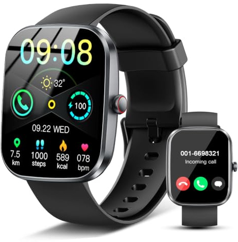 Smartwatch Herren Damen, 1.91''HD Fitnessuhr Sportuhr mit Bluetooth Anrufe | Fitness Tracker mit Herzfrequenz Schlafmonitor Schrittzähler, 113+Sportmodi, IP68 Wasserdicht Smart Watch für Android iOS