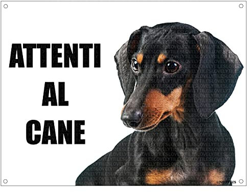 BASSOTTO attenti al cane mod 2 TARGA cartello IN METALLO (15X20)
