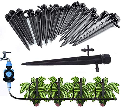 XUTONG 50 pezzi regolabili flusso di irrigazione gocciolatori con connettore per tubo 4mm/7mm, 360 gradi emettitore micro irrigatori goccia sistema