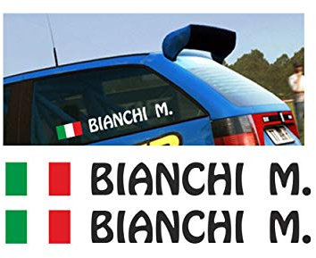 Fashion Graphic Coppia Adesivi Nome Uguali più Bandiera Italia Italiana Rally Corse Auto Moto (Bianco)