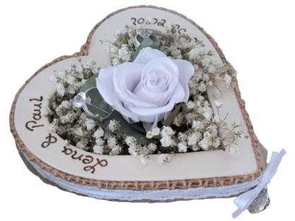 Hochzeit Ringkissen Ringhalter Herz Rose Loveliness lavendel für Eheringe mit Namen