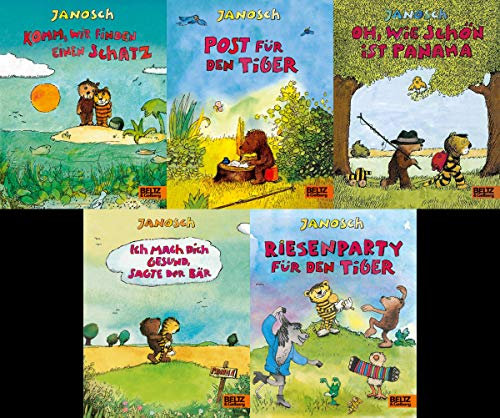 5 Janosch-Pappbücher im Set + 1 exklusives Postkartenset