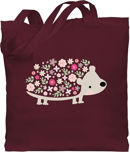 Baumwolltasche - Ostergeschenk Ostern - Süßer Igel Frühlingstiere mit Blumen - Unisize - Bordeauxrot - ostergeschenke osterhasentasche oster kita erwachsene geschenke frauen osterngeschenke
