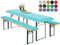 heimtexland ® Bierzeltgarnitur Auflagen Set 3-teilig Tischdecke Bierbankauflage Polster Kissen Biergarnitur Typ698 Aqua für Tischmaß 50x220 cm