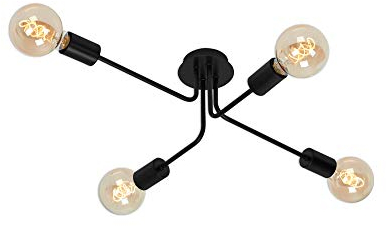 Briloner Leuchten - Deckenleuchte 4-flammig, Deckenlampe, retro, vintage, 4x E27 - max. 60 Watt, Metall, Schwarz, 660x445x185mm (LxBxH)