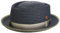 Mayser Andy Pork Pie Strohhut Sommerhut Sonnenhut Porkpie Pork-Pie-Hut Strandhut Herren - Made in The EU mit Ripsband, Ripsband Frühling-Sommer - 58 cm blau