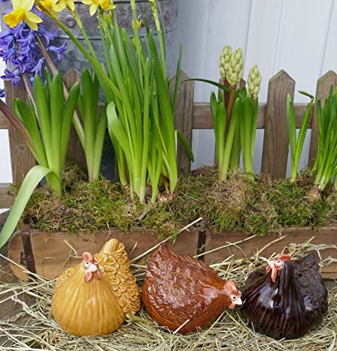 Posiwio Hühner 3er Set Braun Gartendeko Dekofiguren Osterdekoration