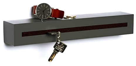 Buchenbusch urban design Schlüsselbrett mit Ablage aus Beton Dark Edition 33x6x5 cm, Schlüsselboard Wand, Schlüsselaufbewahrung Flur, Cafe