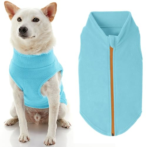 Gooby Hundepullover mit Reißverschluss, Fleece, Türkis, Größe XXL – Warmer Pullover aus Fleece, Step-In Hundejacke ohne Ring-Leine – Winterpullover für kleine Hunde Jungen und Medium