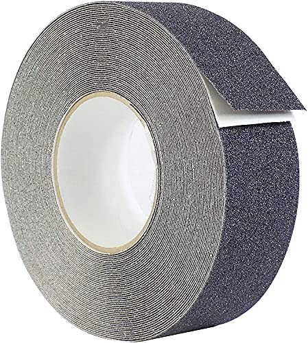 Guuzi Nastro Antiscivolo, 5cm × 20m Antiscivolo Migliore Presa, Attrito, Adesivo Abrasivo per Scale, Sicurezza, Gradino, Interno, All'aperto, Attenzione - Grigio
