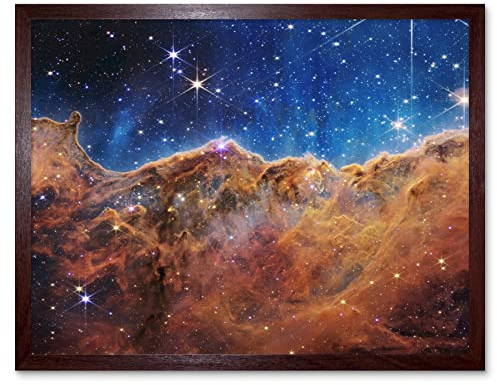 Artery8 NASA James Webb Space Telescope Cosmic Cliffs in the Carina Nebula NGC 3372 NIRCam Image Art Print Framed Poster Wall Decor 12x16 inch