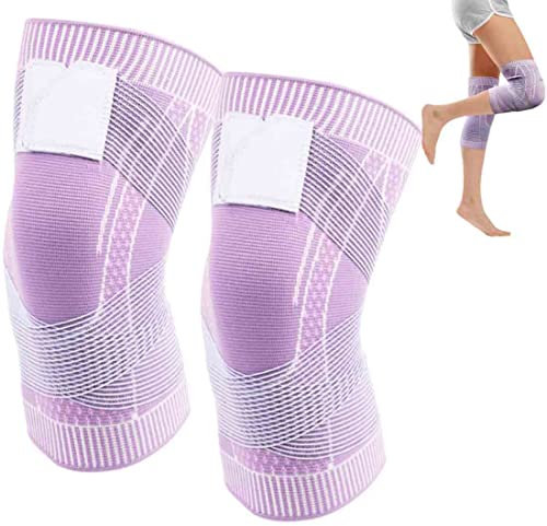 1 Pair SwellSock Knee Flexwrap,Knee Sleeve,Compression Fit Support,Knitted Nylon Strap Knee Pads, Adjustable 3D High Elastic Knee Compression Sleeve,Adjustable Pressurized Bandage (pink, M)