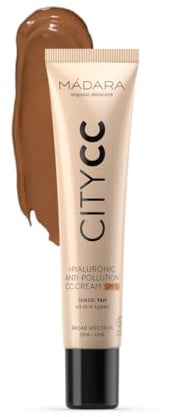MÁDARA Organic Skincare | CITY CC Hyaluronic Anti-pollution CC cream SPF 15, TAN, 40ml - Mit Hyaluronsäure und breitspektrigem UVA/UVB-Sonnenschutz, Leicht, Seidige Textur, Ecocert-zertifiziert.