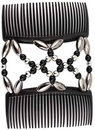 Liummrcy Perlen Haarkämme Magie dehnbar doppelte Kammhaarklammern Elastische Haarnadelzubehör ACS Perlen Haarkämme, Doppelkammhaarclip, magische elastische Haarkämme, Frauen dehnbares Haar Kamm,