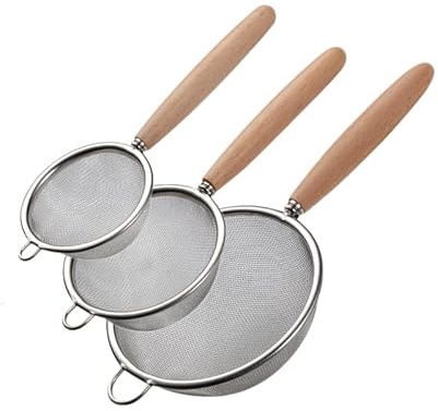 Verve Jelly 30 Mesh Kitchen Colander, Fine Mesh Strainer Set, Stainless Steel Sieves and Strainers, Kitchen Colander Sieve with Handle, Ideal for Juice Egg Tea Coffee Flour Filter, 3 Pack