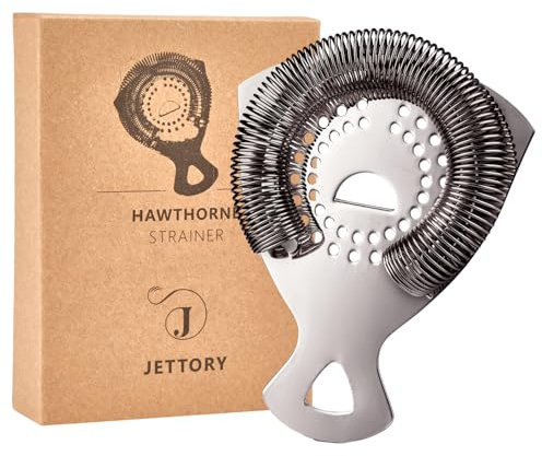 Jettory Passoire Hawthorne en acier inoxydable noir – Compatible avec la plupart des shakers et verres – Passoire de bar de qualité professionnelle
