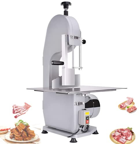Cortadora de Huesos Eléctrica Comercial Cortadora de Huesos de Carne de Alta Potencia Cortadora de Huesos de Carne de Mesa con Mesa de Corte de Acero Satinado Cortando Carne de Pescado y Carne Congela