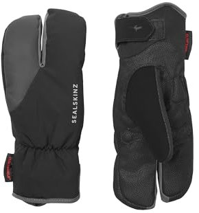 Sealskinz Barwick Fahrradhandschuhe, wasserdicht, für extrem kalte Witterung, 3-Finger-Stil, schwarz, Größe L