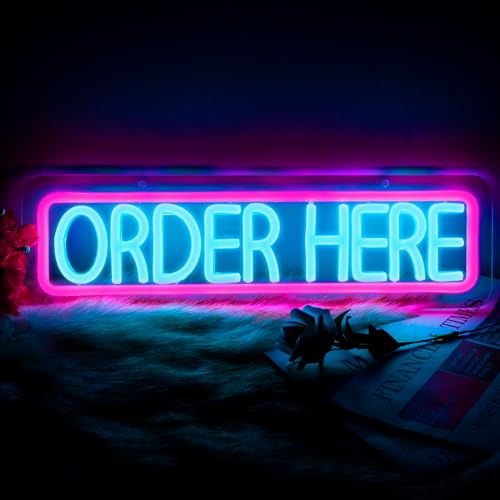 Moodlion Bestellen Sie hier, Neonschild für Wanddekoration, Geschäft, Supermarkt, LED-Lichter, bestellen Sie Dekor, Neonschilder, ästhetisch betriebenes Licht für Türdekorationen, Checkstand Business
