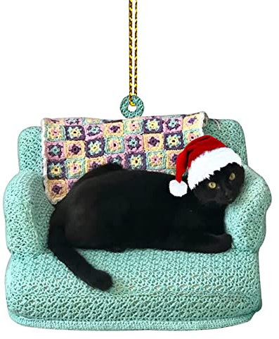 Black Cat Christmas Ornament - Baubles & Hanging Ornaments for Xmas Party & Home Decor - Cat Lovers Gift