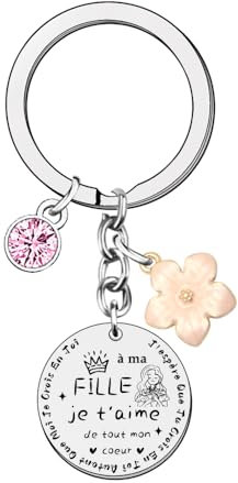 FGHJK Porte-Clés Cadeau pour Fille, Nièce, Enfant - 'Je T'aime Ma Fille' - Pendentif Idée Cadeau D'anniversaire ou Noël