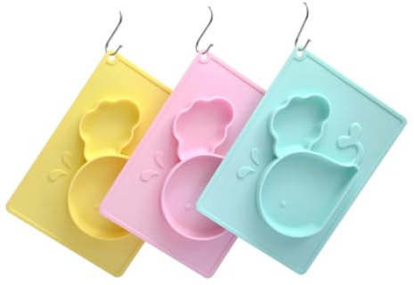 ibasenice Plato de Comedor de Dibujos Animados para Niños Y Niñas Vajilla de Silicona para Bebés No Es Fácil de Limpiar