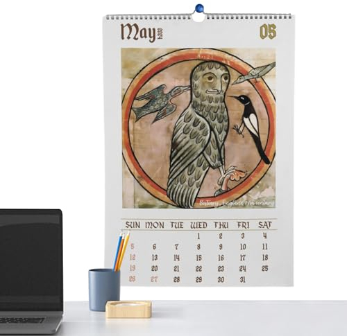 JINGAN Eulen Wandkalender 2024 | Kalender 2024 | Kalender Mit Lustigen Mittelalterlichen Eulengemälden | Hässliche Mittelalterliche Eulen 2024 | 12 Monatsplaner Vogelgeschenk