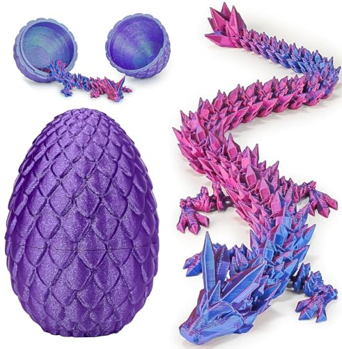 Dracheneier 3D-gedruckte Fidget-Spielzeuge für Erwachsene Überraschungsgeschenke für Kinder Freunde Kollegen Geburtstag Halloween Weihnachten Ostern Festgeschenke (glänzend Lila)