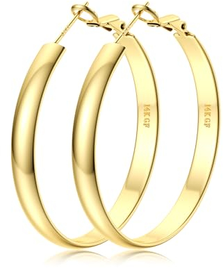 FIOROYAL Creolen Ohrringe Silber 925 für Damen 14K Vergoldete Große Creolen Gold Ohrringe Hypoallergene Breite 5mm für Mädchen 30/40/50/60mm Gold 40mm