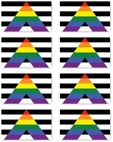 Aufkleber: 100x60 mm, 8 Stück - Flagge - Straight Ally Pride - LGBTQ - für Auto, Laptop und mehr