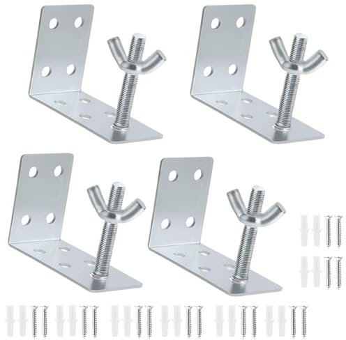 Quweiz 4 Pcs Roman Shade Brackets, L Bracket and Wingnut, Ceiling or Wall Mount Brackets, Mounting L Bracket