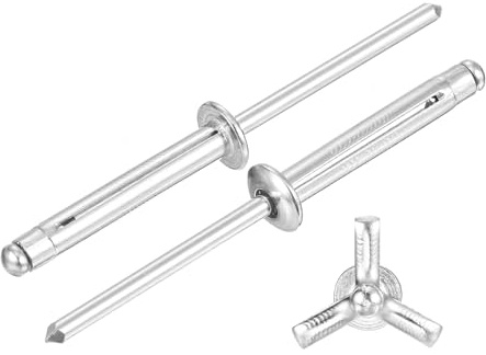 sourcing map 60 Stück 5/32 x 1 Zoll Aluminium Rundkopf Tri Grip Nieten Sortiment Birnen-Stil Nieten für Heimwerker, Blech, Autoreparaturen, Möbel, Marine Boot (Silber)