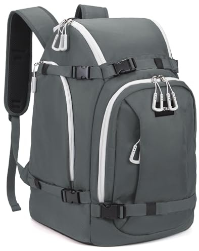 MIGGEEY Skischuhtasche mit Helmfach und Stiefelfach [50L], Skirucksack Skischuhrucksack mit Helmtasche, Ski Stiefeltasche mit Umhängefunktion und Stauraum für Skizubehör