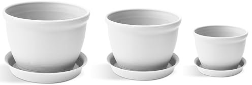 ACXMXQ Ensemble de 3 Diverses Tailles Plantes Pots en Plastique Planteurs Pépinière Semoir Jardinière Jardin Décoratif Pot de Fleurs Conteneur pour Bonsai Plantes,Blanc