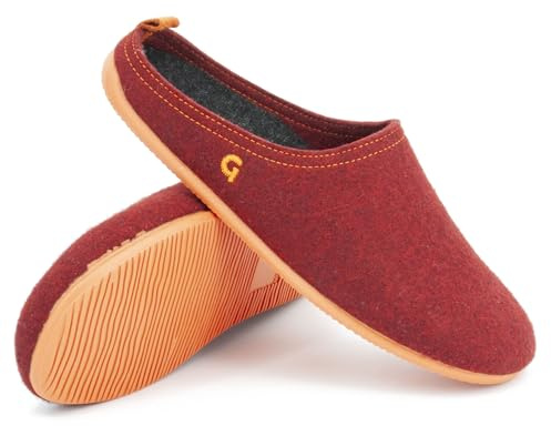 Gottstein Filzhausschuh Wool Slide-in für Damen & Herren - Pantoffel aus 100% Schurwolle Re-red/orange, 41
