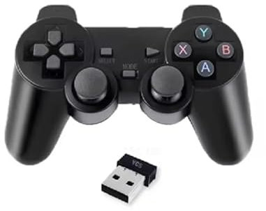 Generico Joypad Wireless Controller PC PS Portatile con Luce Wifi 2.4ghz Batteria Ricaricabile da 750mAh Vibrazione gamepad per Compuer desktop Joystick PC android box Compatible colore Nero