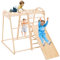 Siairo 8 in 1 Klettergerüst Indoor für Kinder, Indoor Spielplatz Jungle Fitnessstudio Holz Kletter Spielset mit Rutsche, Schaukel, Affen Bars,Kletterwand, Kletterseil, Spielplatz für Kinderzimmer