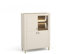 BETTSO - Vitrinenschrank Mossa, Glasvitrine, Wohnzimmer Schrank, Highboard mit hohen Metallbeinen, Gehärtetes Glas - mit LED-Beleuchtung - Beine Gold, Farbe Kaschmir Beige