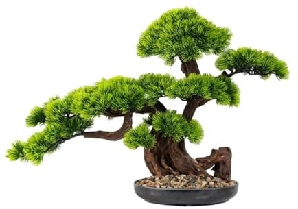 FAJNUZI2024 Künstliche Bonsai Künstlicher Bonsai-Baum, Desktop-Kunstpflanzen for Innen-Bücherregal, Büro-Schreibtisch und Badezimmer-Raumdekoration Kunstbaum Bonsai