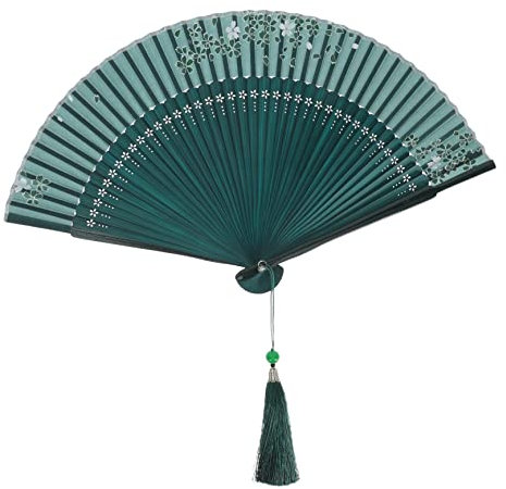 Vaguelly Vintage Folding Hand Fan Bamboo Foldable Retro Chinese Style Handheld Fan with Tassel for Women Dance Party Home Decoration