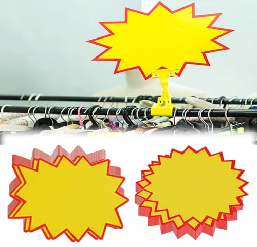 Eterspr 200 Stück Starburst Zeichen Price Etikett, Preisschilder Flohmarkt Neon, für Supermärkten, Geschäft, Einzelhandelsgeschäft