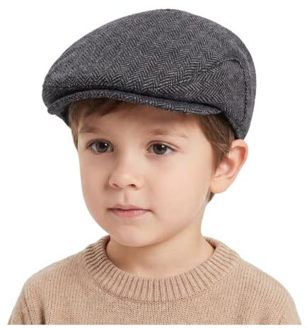 YAMEE Baskenmütze aus Wollmischgewebe für Jungen,Schiebermütze Kinder Weich Atmungsaktiv,Barett Mütze Jungen Sonnenschutz,Wintermütze Kinder Wärme,Newsboy Mütze für Herbst/Winter