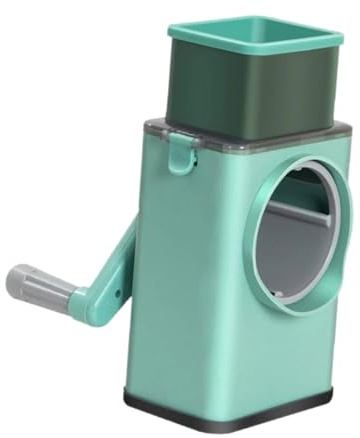 Mikikit Cortador Manual de Verduras Multiusos con Manivela Rallador Giratorio para Queso Secos y Verduras Base Antideslizante y Fácil Limpieza Compacto y Portátil para Cocina
