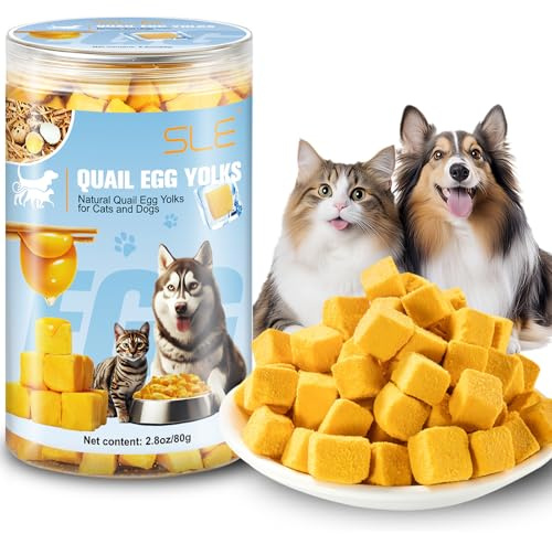 Friandises lyophilisées au Jaune d'œuf de Caille, Nourriture lyophilisée pour Chiens et Chats,Jaune de Naturel, Collations Saines et Savoureuses